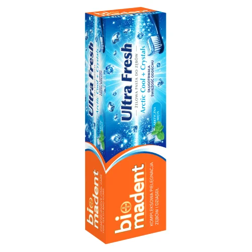 Zdjęcie produktu - Bio Madent Żelowa pasta do zęb&oacute;w Ultra Fresh Arctic Cool + Crystals, 75 ml