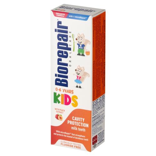 Zdjęcie produktu - Biorepair Kids Pasta do mycia zęb&oacute;w dla dzieci 0-6 lat Brzoskwinia, 50 ml