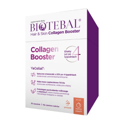 Zdjęcie produktu - Biotebal Hair & Skin Collagen Booster o smaku brzoskwiniowym, 30 sasz.