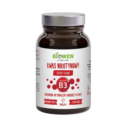 Zdjęcie produktu - Biowen Kwas nikotynowy Witamina B3 proszek, 120g