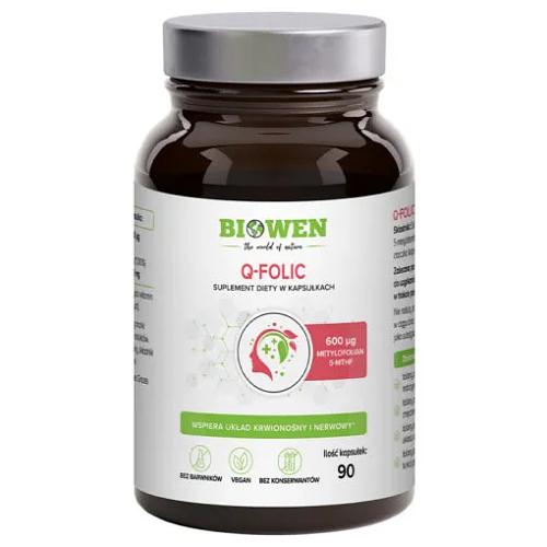 Zdjęcie produktu - Biowen Q-folic metylowany kwas foliowy 5-MTHF, 90 kaps.