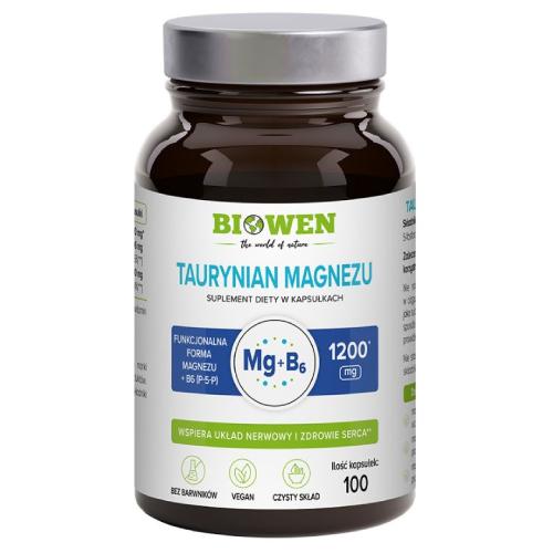 Zdjęcie produktu - Biowen Taurynian magnezu z witaminą B6 (P-5-P), 100 kaps.