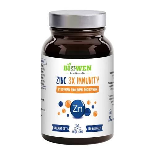 Zdjęcie produktu - Biowen Zinc 3x Immunity, 100 kaps.