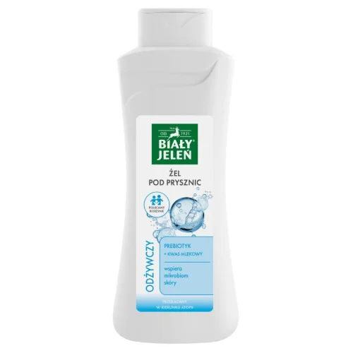 Zdjęcie produktu - Biały Jeleń Żel pod prysznic odżywczy Prebiotyk + Kwas mlekowy, 500 ml