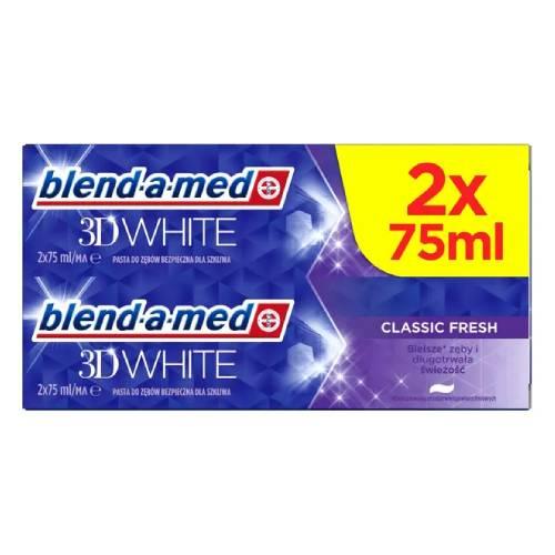 Zdjęcie produktu - BLEND-A-MED 3D White Classic Fresh Pasta do zęb&oacute;w wybielająca, 2x 75 ml