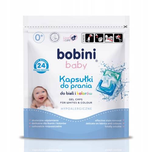 Zdjęcie produktu - BOBINI BABY Kapsułki do prania do bieli i kolor&oacute;w - hypoalergiczne, 24 sztuki