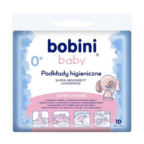 Zdjęcie produktu - BOBINI BABY Podkłady higieniczne dla niemowląt i dzieci Super chłonne, 10 sztuk