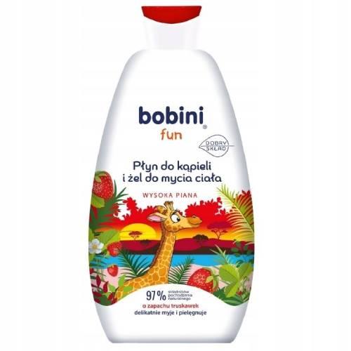 Zdjęcie produktu - BOBINI FUN Płyn do kąpieli i żel do mycia ciała o zapachu truskawek, 500ml