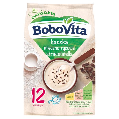 Zdjęcie produktu - BoboVita Kaszka mleczno-ryżowa stracciatella po 12 miesiącu, 210 g