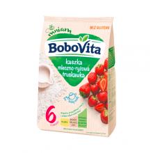 Zdjęcie produktu - BoboVita Kaszka mleczno-ryżowa truskawka bezglutenowa po 6 miesiącu, 230 g