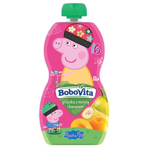 Zdjęcie produktu - BoboVita Peppa Pig Mus gruszka z bananem i morelą 6m+, 100 g