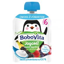 Zdjęcie produktu - BoboVita Mus JogoMi! Owoce z jogurtem owoce jagodowe banan po 6. miesiącu, 80 g