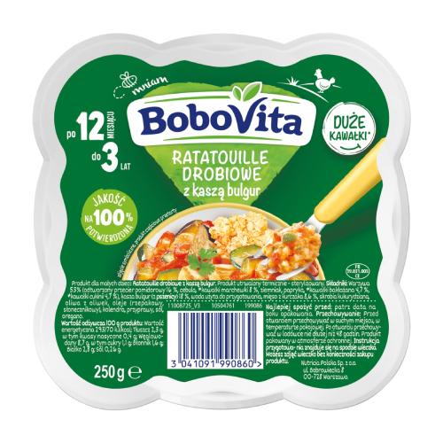 Zdjęcie produktu - BoboVita Ratatouille drobiowe z kaszą bulgur po 12 miesiącu, 250 g