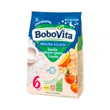 Zdjęcie produktu - BoboVita Smaczna Kolacja Kaszka mleczno-ryżowa 3 owoce bezglutenowa po 6 miesiącu, 230 g