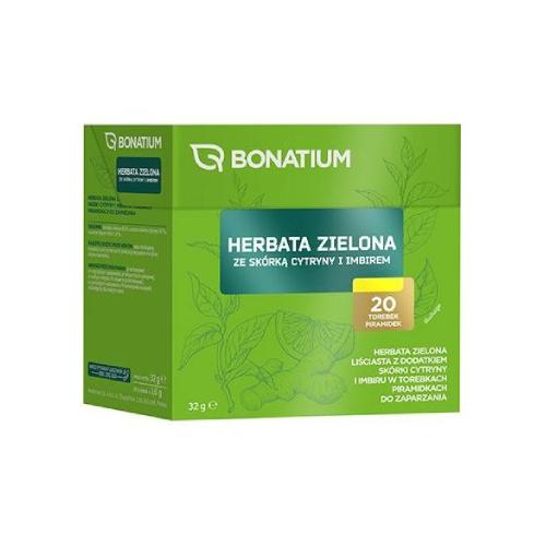 Zdjęcie produktu - Bonatium Herbata zielona ze sk&oacute;rką cytryny i imbirem, 1.6gx20 sztuk