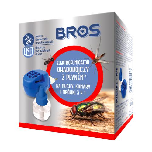 Zdjęcie produktu - BROS Elektro + płyn na muchy, komary i mr&oacute;wki 3w1, 30ml