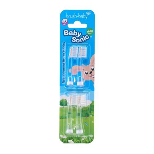 Zdjęcie produktu - BRUSHBABY Sonic Końc&oacute;wki wymienne do szczoteczki sonicznej dla dzieci 18-36 miesięcy, 4 szt.