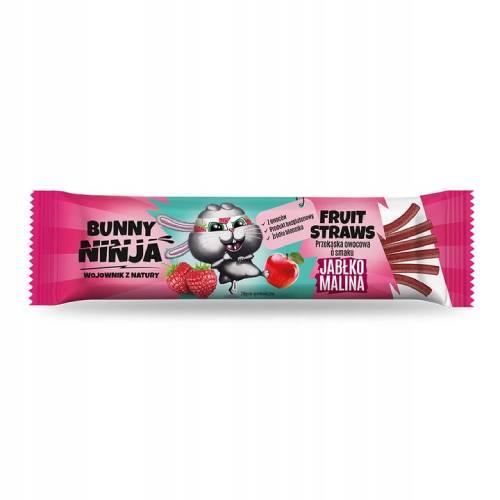 Zdjęcie produktu - BUNNY NINJA Fruit Straws Przekąska owocowa - pałeczki o smaku jabłko-malina, 16g