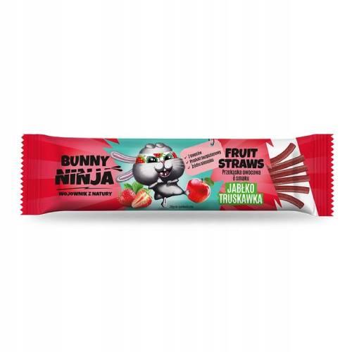 Zdjęcie produktu - BUNNY NINJA Friut Straws Przekąska owocowa - pałeczki o smaku jabłko-truskawka, 16g