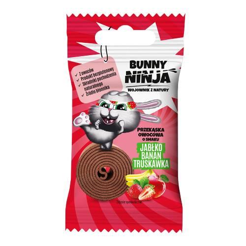 Zdjęcie produktu - BUNNY NINJA Przekąska owocowa o smaku jabłko-banan-truskawka, 15g