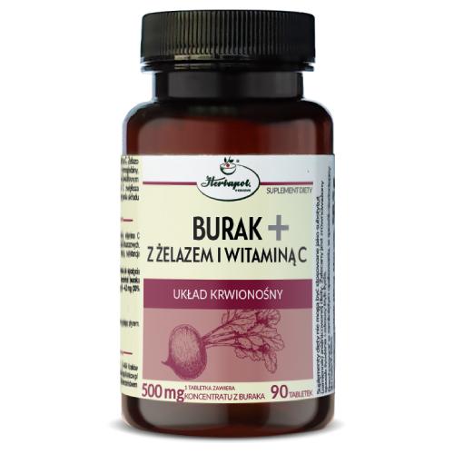 Zdjęcie produktu - Burak+ z żelazem i witaminą C, 90 tabl.