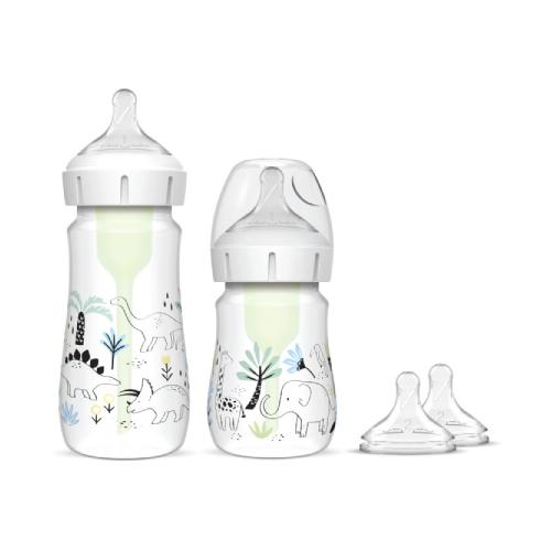 Zdjęcie produktu - Dr Brown's Zestaw startowy Butelki antykolkowe Options+ szeroka szyjka Dżungla, 2 szt.