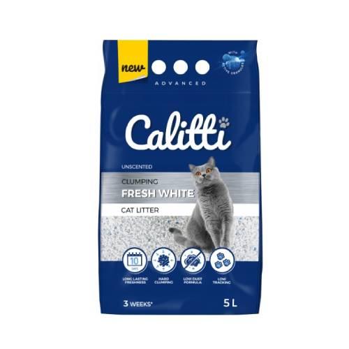 Zdjęcie produktu - Calitti Fresh White Bentonitowy, śnieżnobiały, zbrylający, bezzapachowy żwirek dla kota, 5l