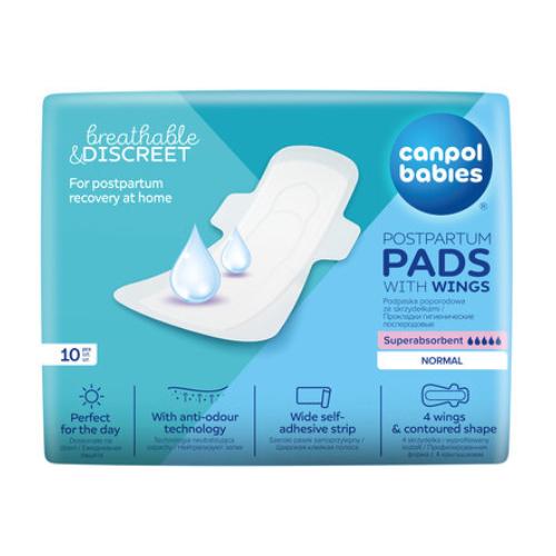 Zdjęcie produktu - CANPOL BABIES Dyskretne podpaski poporodowe ze skrzydełkami na dzień, 10szt.
