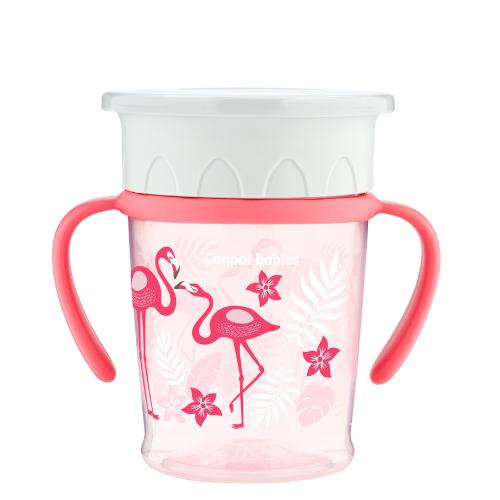 CANPOL BABIES Kubek 360&deg; Jungle koralowy flaming, 270ml 56/504