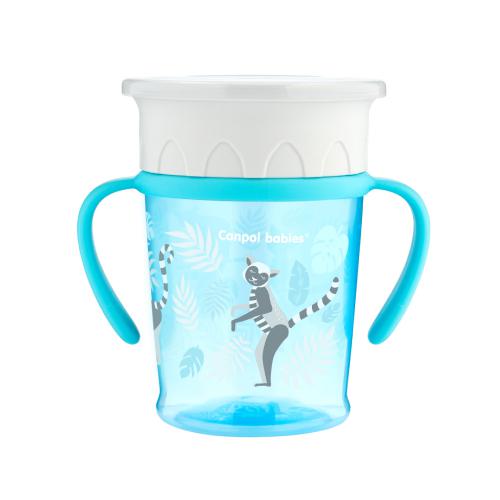 CANPOL BABIES Kubek 360&deg; Jungle turkusowy, 270ml 56/504