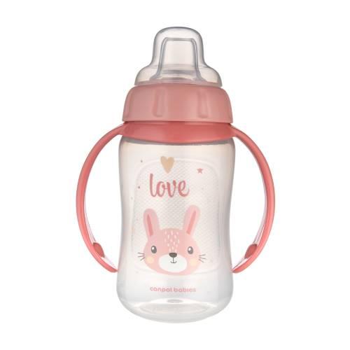 Zdjęcie produktu - CANPOL BABIES Kubek treningowy z miękkim ustnikiem CUTE ANIMALS r&oacute;żowy 6m+ 320ml 56/512