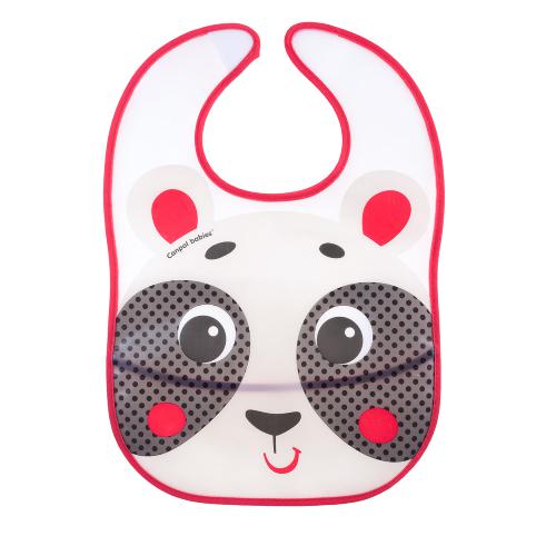 CANPOL BABIES Śliniak zmywalny z kieszonką Hello Little beżowa panda 9/232