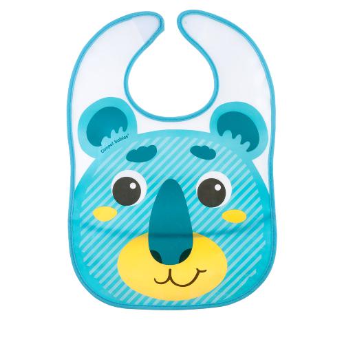 CANPOL BABIES Śliniak zmywalny z kieszonką Hello Little turkusowy miś 9/232