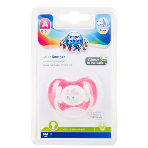 CANPOL BABIES Smoczek kauczukowy okrągły 0-6 m Bunny&Company r&oacute;żowy kr&oacute;lik 23/277