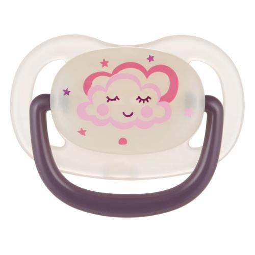 Zdjęcie produktu - Canpol Babies Smoczek uspokajający silikonowy 6-18m anatomiczny Night Dreams r&oacute;żowy