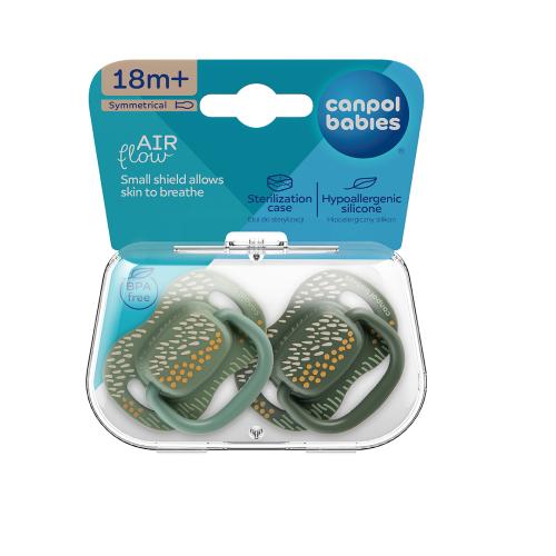 Zdjęcie produktu - CANPOL BABIES Smoczek uspokajający silikonowy symetryczny 6-18 m MOUNTAINS, 2 szt. ZIELONY 34/931