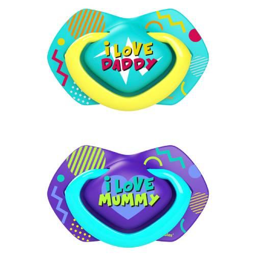 Zdjęcie produktu - Canpol Smoczek silikonowy symetryczny Neon Love 6-18m, 2 szt. 22/653
