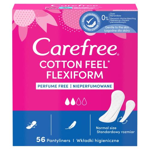 Zdjęcie produktu - CAREFREE Cotton Feel Flexiform Wkładki higieniczne bezzapachowe, 56szt.