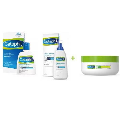 CETAPHIL Zestaw EM Emulsja micelarna do mycia, 236 ml + Lekka pianka do mycia, 236ml + Krem do twarzy na noc, 48 ml