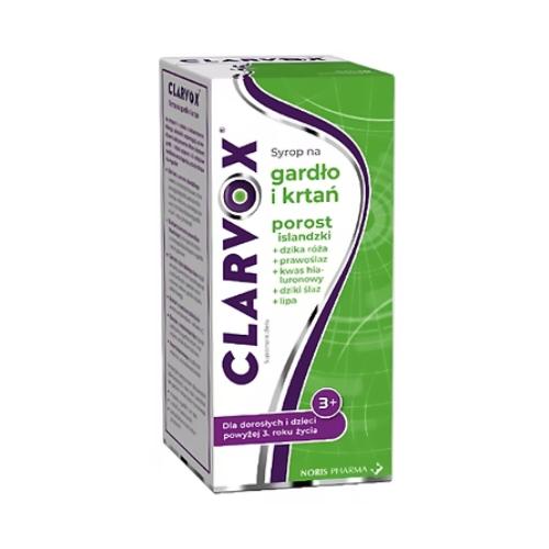 Zdjęcie produktu - Clarvox Syrop na gardło i krtań z porostem islandzkim i dziką r&oacute;żą, 200 ml