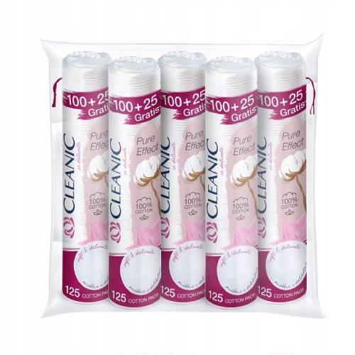 Zdjęcie produktu - Cleanic Pure Effect Płatki kosmetyczne okrągłe, 100+25szt. x 5 opakowań. USZKODZONE OPAKOWANIE