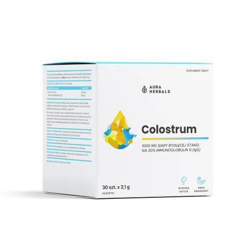 Zdjęcie produktu - Aura Herbals Colostrum 1000 mg bananowe, 30 sasz.