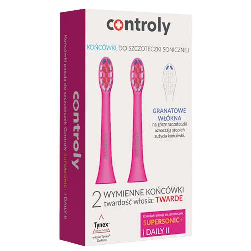 Zdjęcie produktu - Controly Końc&oacute;wki do szczoteczki sonicznej Supersonic i Daily II twarde r&oacute;żowe, 2 szt.