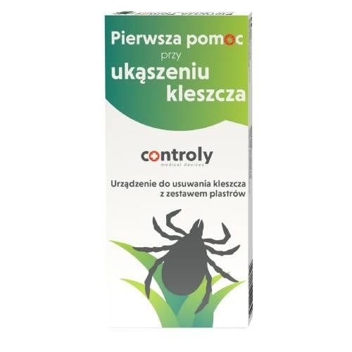Zdjęcie produktu - Controly Zestaw do usuwania kleszczy - Pierwsza Pomoc (urządzenie + zestaw plastr&oacute;w)