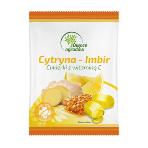 Zdjęcie produktu - Owoce Ogrod&oacute;w Ziołowe cukierki z witaminą C Cytryna Imbir, 50g
