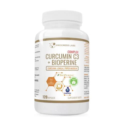 Zdjęcie produktu - Progress Labs Curcumin C3 + Bioperine Complex, 120 kaps.