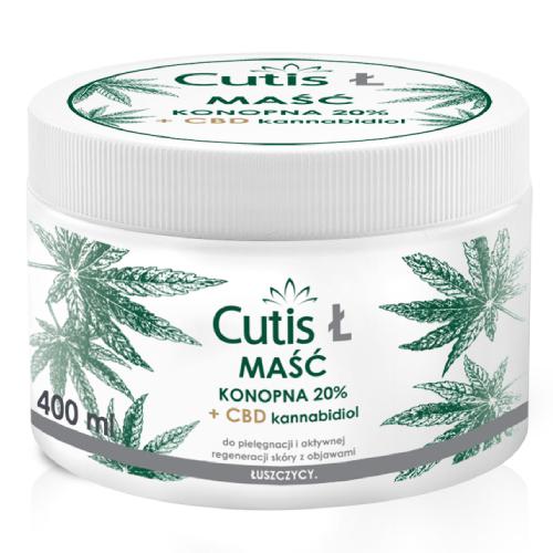 Zdjęcie produktu - CUTIS Ł ŁUSZCZYCA Maść konopna 20%+CBD, 400ml