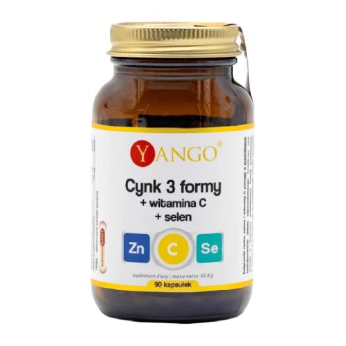 Zdjęcie produktu - Yango Cynk 3 formy + witamina C + selen, 90 kaps.