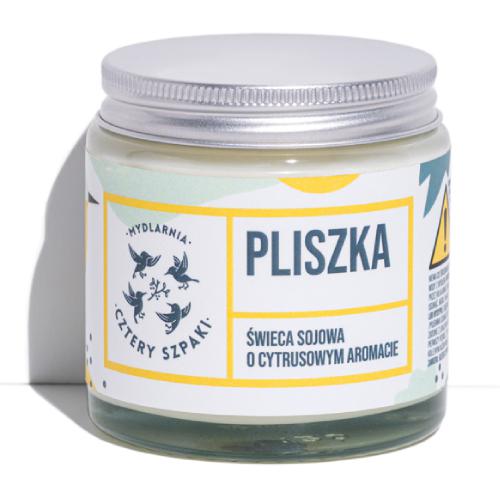 Zdjęcie produktu - CZTERY SZPAKI (4szpaki) Świeca sojowa o cytrusowym aromacie PLISZKA, 100g