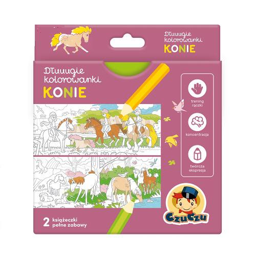 CzuCzu Dłuuugie Kolorowanki - Konie - dla dzieci 4+ 